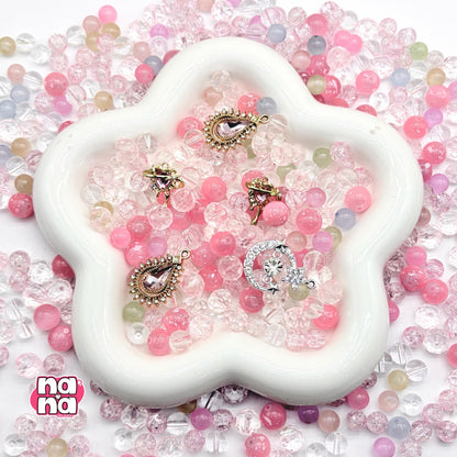 【Y1151】花のように  高品質キャッツアイ&ガラス（10*10）