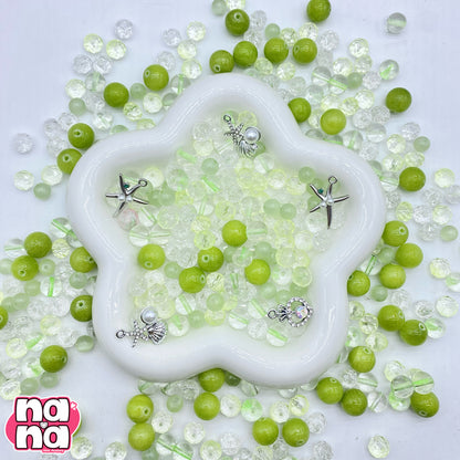 【A1281】幸せのときめき    高品質天然石XキャッツアイXガラス（8+10+12)