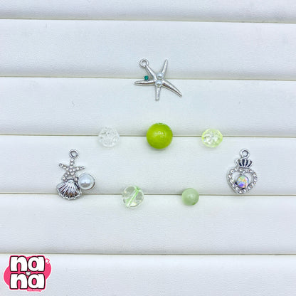 【A1281】幸せのときめき    高品質天然石XキャッツアイXガラス（8+10+12)