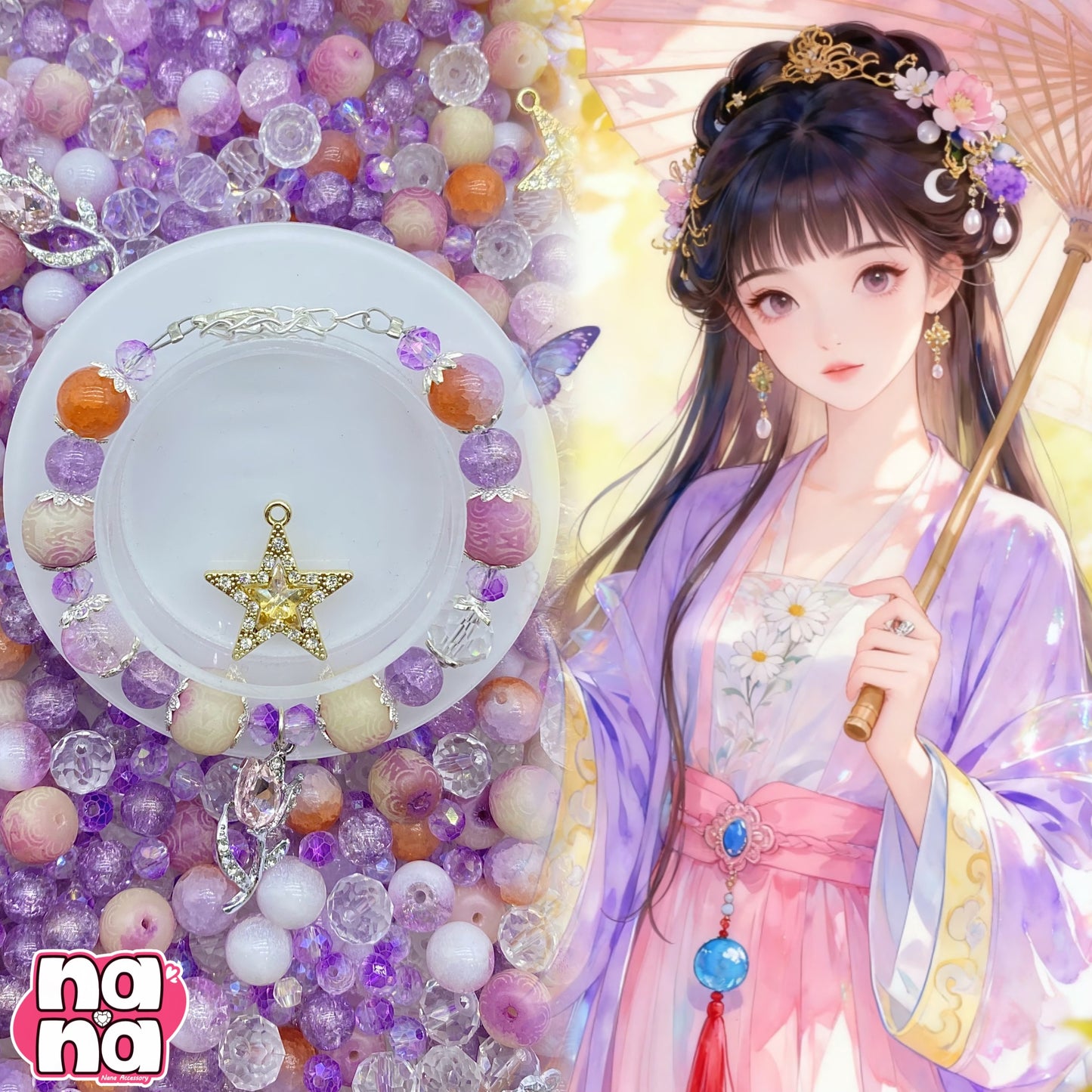 【A1282】負けないで もう少し    高品質菩提Xガラス（8+10）