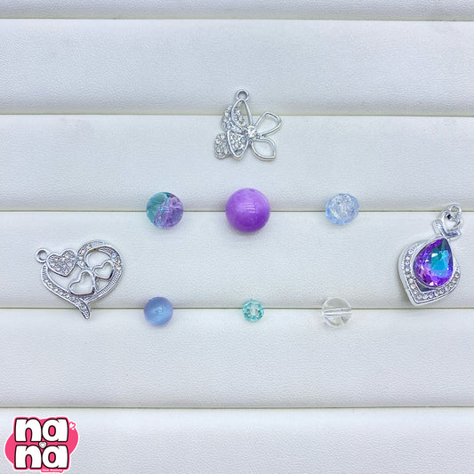 【A1285】純潔の夢    高品質天然石XキャッツアイXガラス（8+10+12)