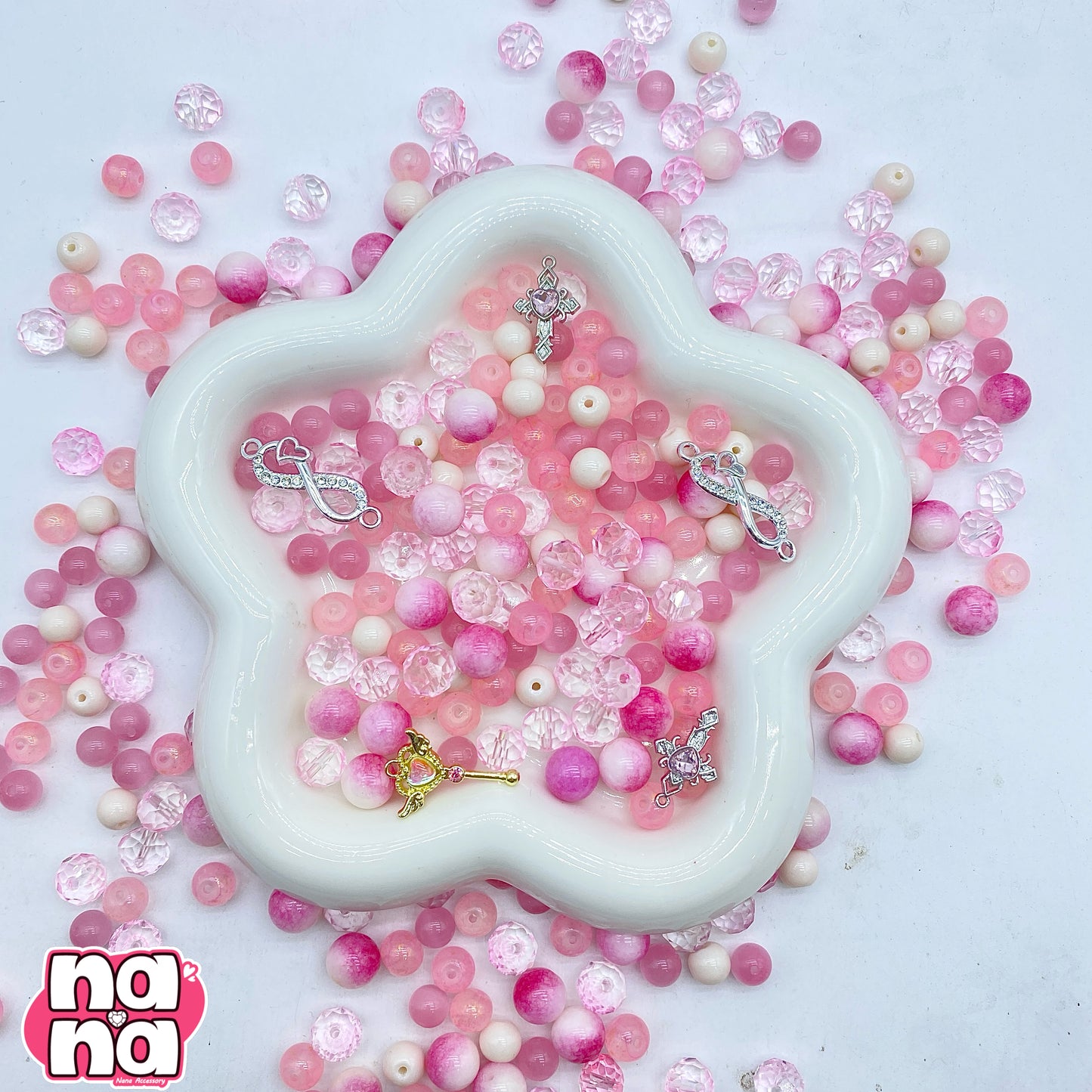 【A1296】ダンスホール    高品質天然石XキャッツアイXガラス（8+10)