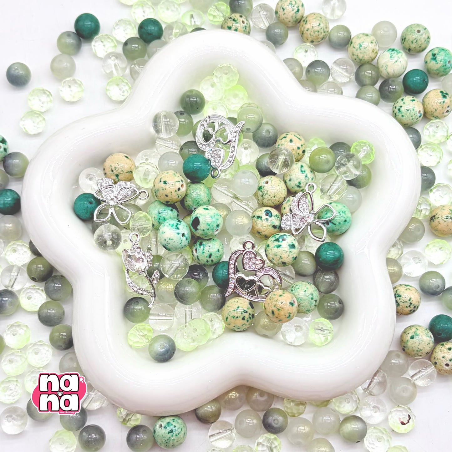 【A1300】プレゼント  高品質天然石XキャッツアイXガラス（10+12）