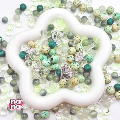 【A1300】プレゼント  高品質天然石XキャッツアイXガラス（10+12）