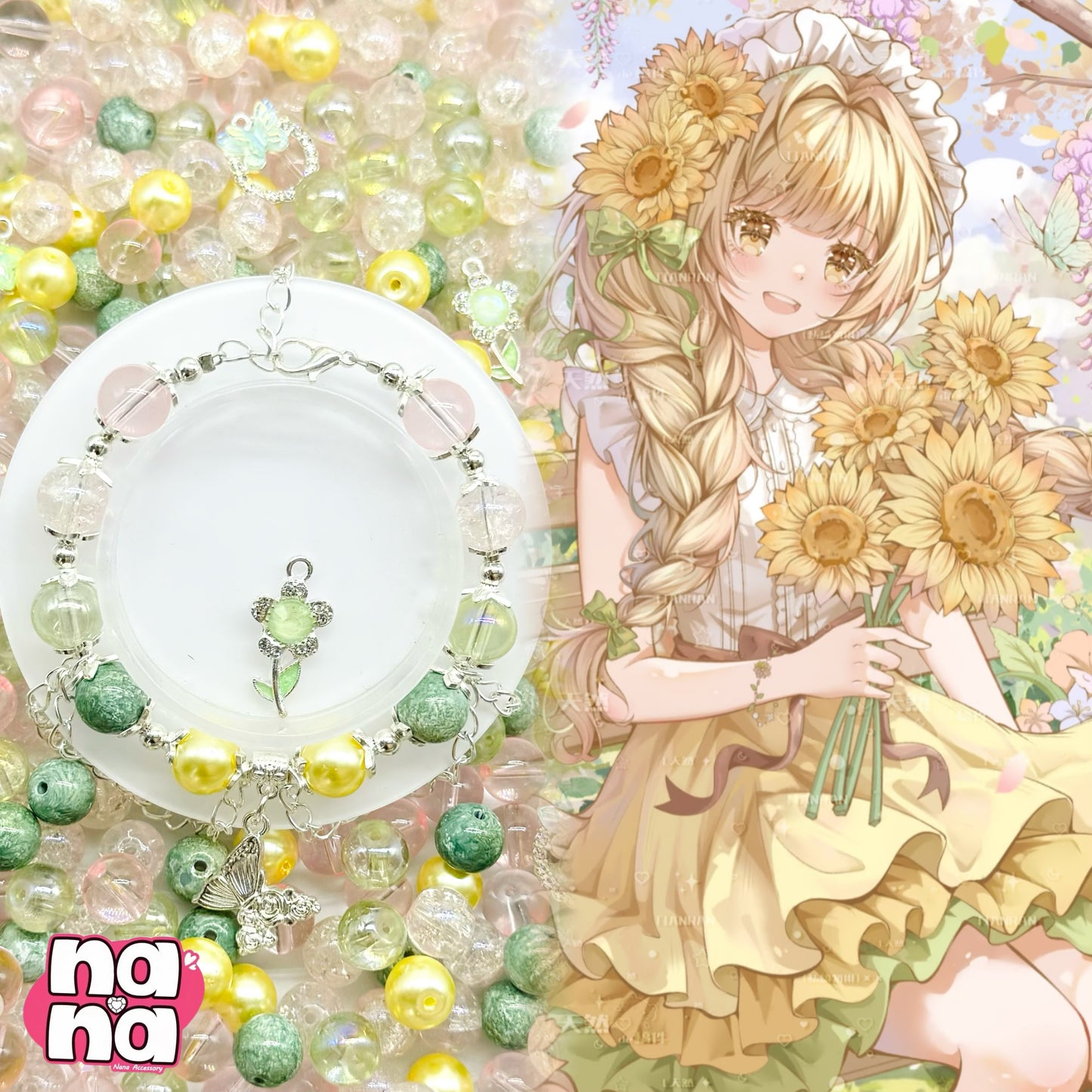 【A1451】恋をしたの貴方    高品質ガラスXパール（10*10）