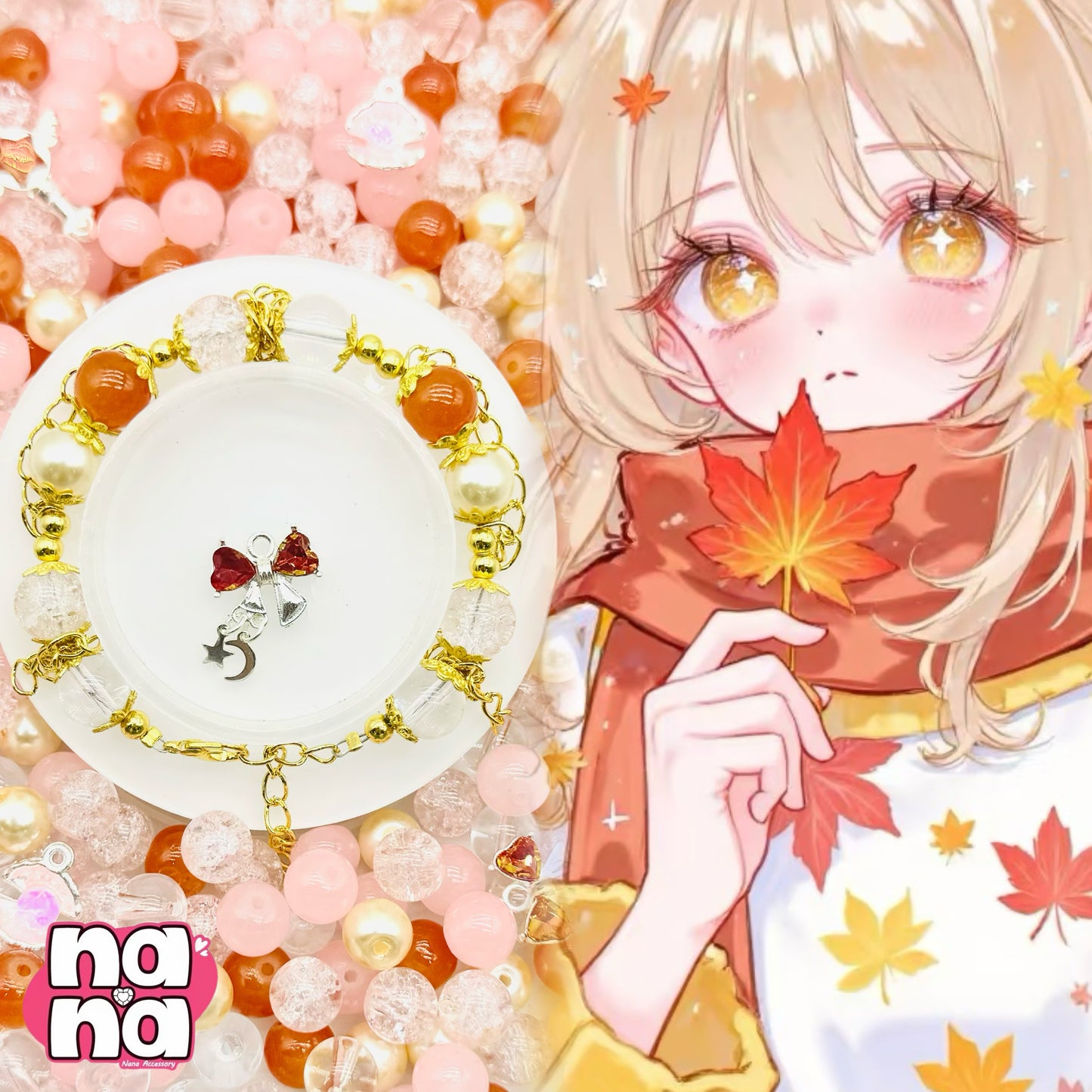 【A1457】朝まで踊る    高品質ガラスXパール（10*10）